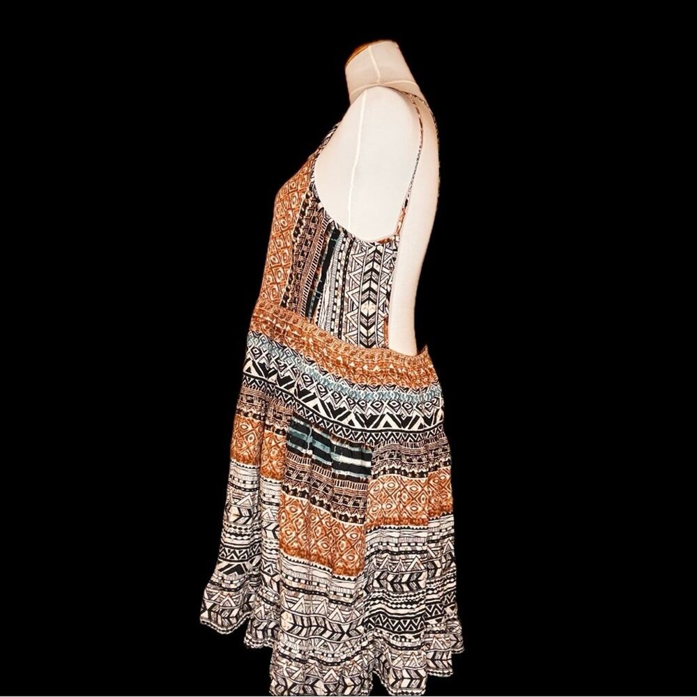Patrons of Peace Orange Tiered Ruffled Mini Dress size Medium - Picture 3 of 4